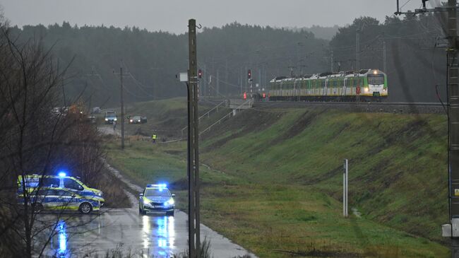 Польская полиция на месте ЧП на железной дороге