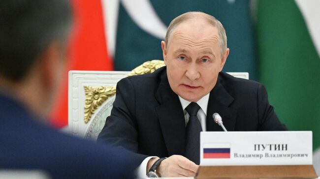 Президент РФ Владимир Путин на встрече с главами делегаций Совета глав государств – членов ШОС