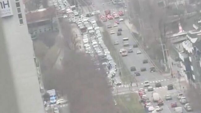 Акция протеста таксистов в Вене. Кадр видео из соцсетей