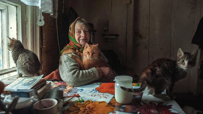 Фотография Ольги Папиной Бабушка Надя и ее кошки