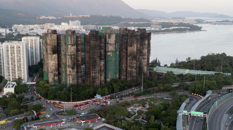 Последствия пожара в жилом комплексе Wang Fuk Court в Гонконге