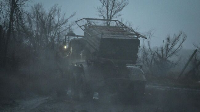 Боевая работа экипажа РСЗО Град (БМ-21) на Красноармейском направлении СВО