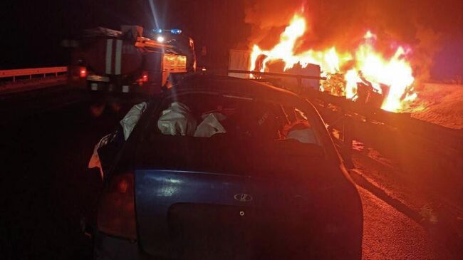 Последствия ДТП в Ульяновской области, где погибло три человека