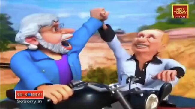 Мультфильм канала India Today с российским президентом и премьером Индии Моди