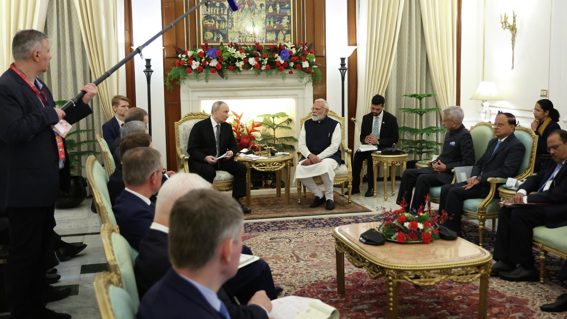 Президент РФ Владимир Путин и премьер-министр Индии Нарендра Моди во время встречи в Нью-Дели. 5 декабря 2025 - РИА Новости, 1920, 05.12.2025