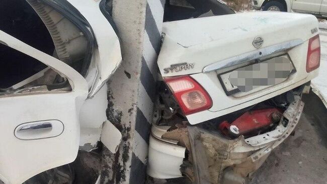 На месте ДТП, где 12-летний мальчик за рулем легковушки врезался в столб в районе села Романовка в Бурятии