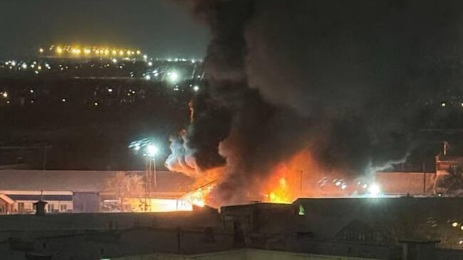 Пожар в гаражном боксе в Красноярске