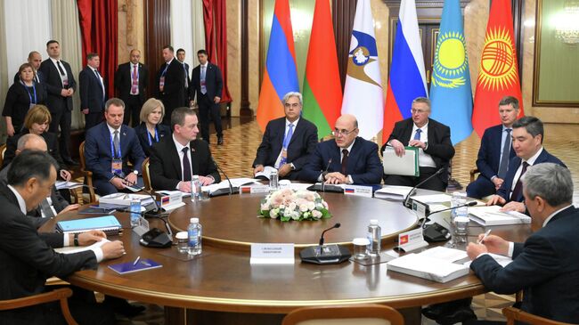 Председатель правительства Михаил Мишустин на заседании Евразийского межправительственного совета в Москве