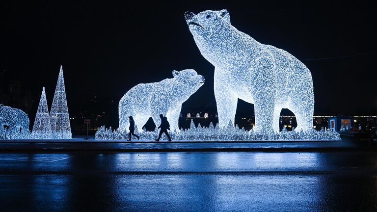 Светодиодные медведи у парка Акведук в Москве. Светодиодные медведи у парка Акведук в Москве.