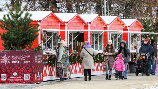 Отдыхающие на рождественской ярмарке в Рязани