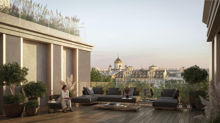 Терраса пентхауса в Крестовоздвиженском переулке