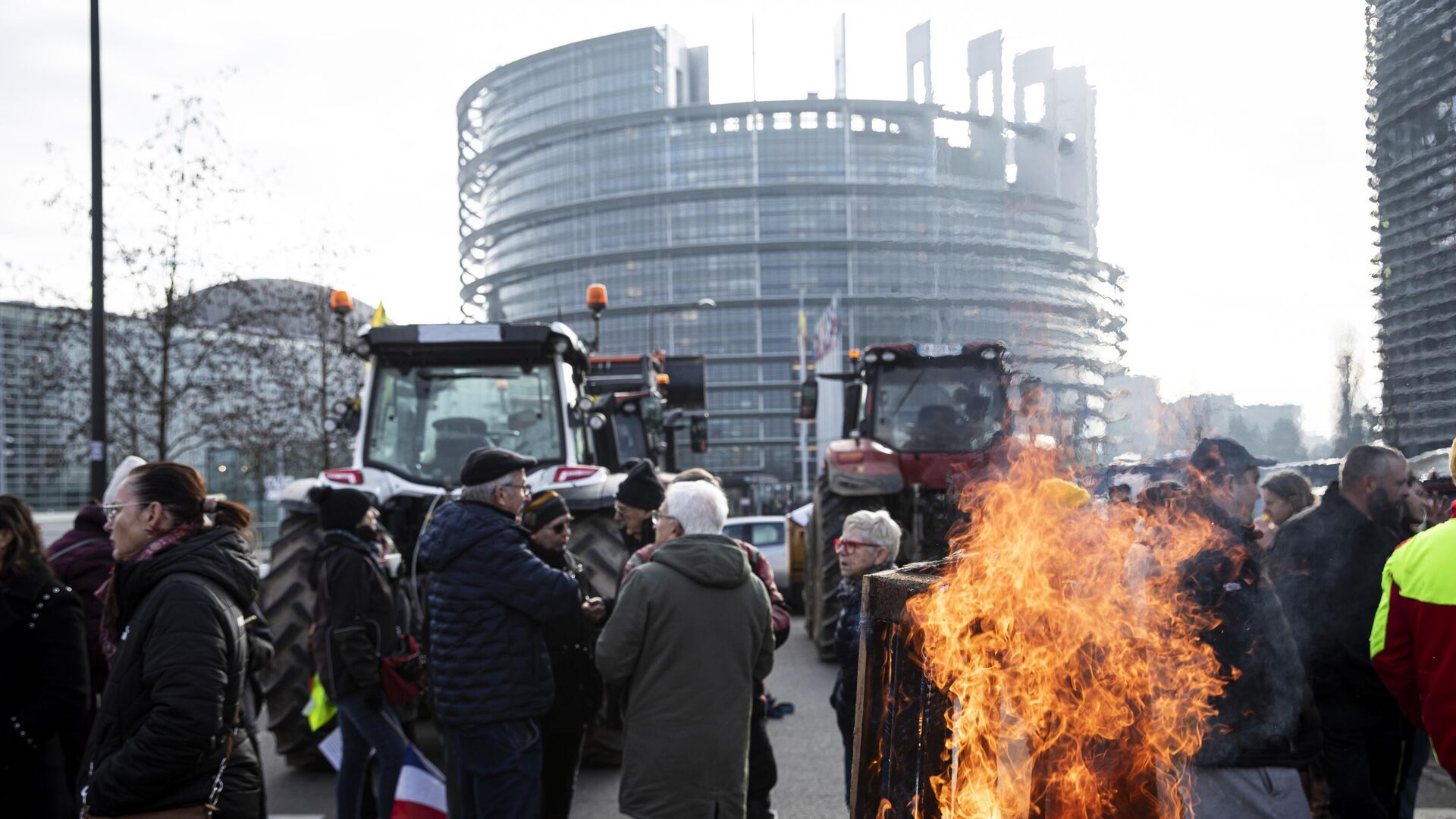 Протест фермеров перед зданием Европейского парламента в Страсбурге Протест фермеров перед зданием Европейского парламента в Страсбурге - РИА Новости, 1920, 17.12.2025