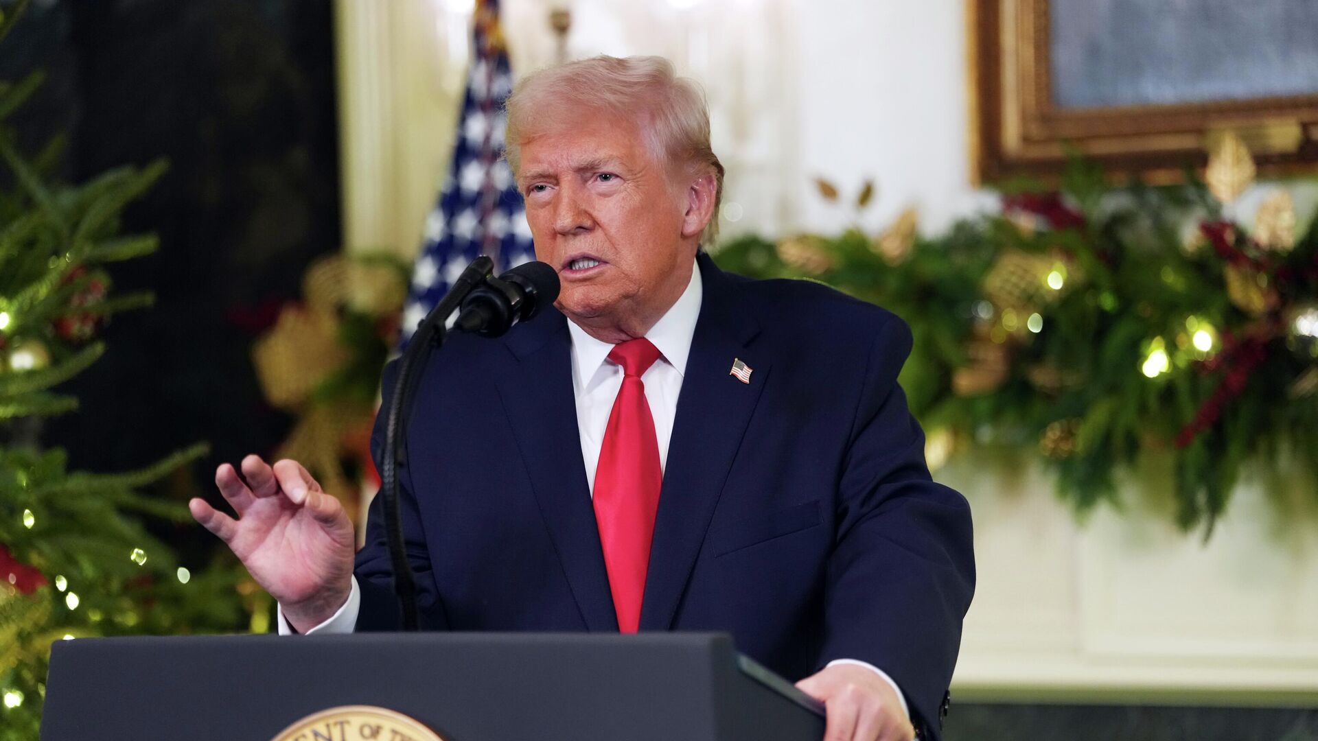 Президент США Дональд Трамп во время обращения к нации. 17 декабря 2025 - РИА Новости, 1920, 18.12.2025