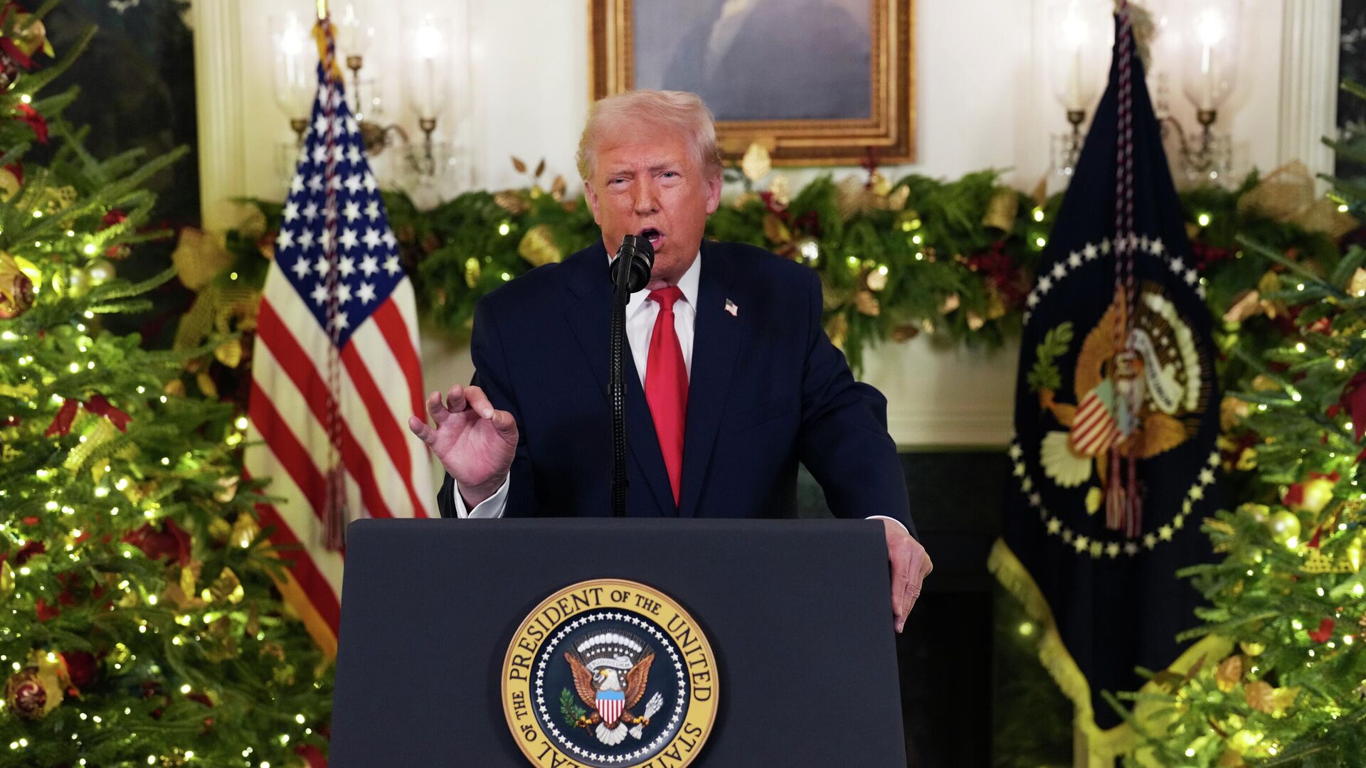 Президент США Дональд Трамп во время обращения к нации. 17 декабря 2025 - РИА Новости, 1920, 18.12.2025