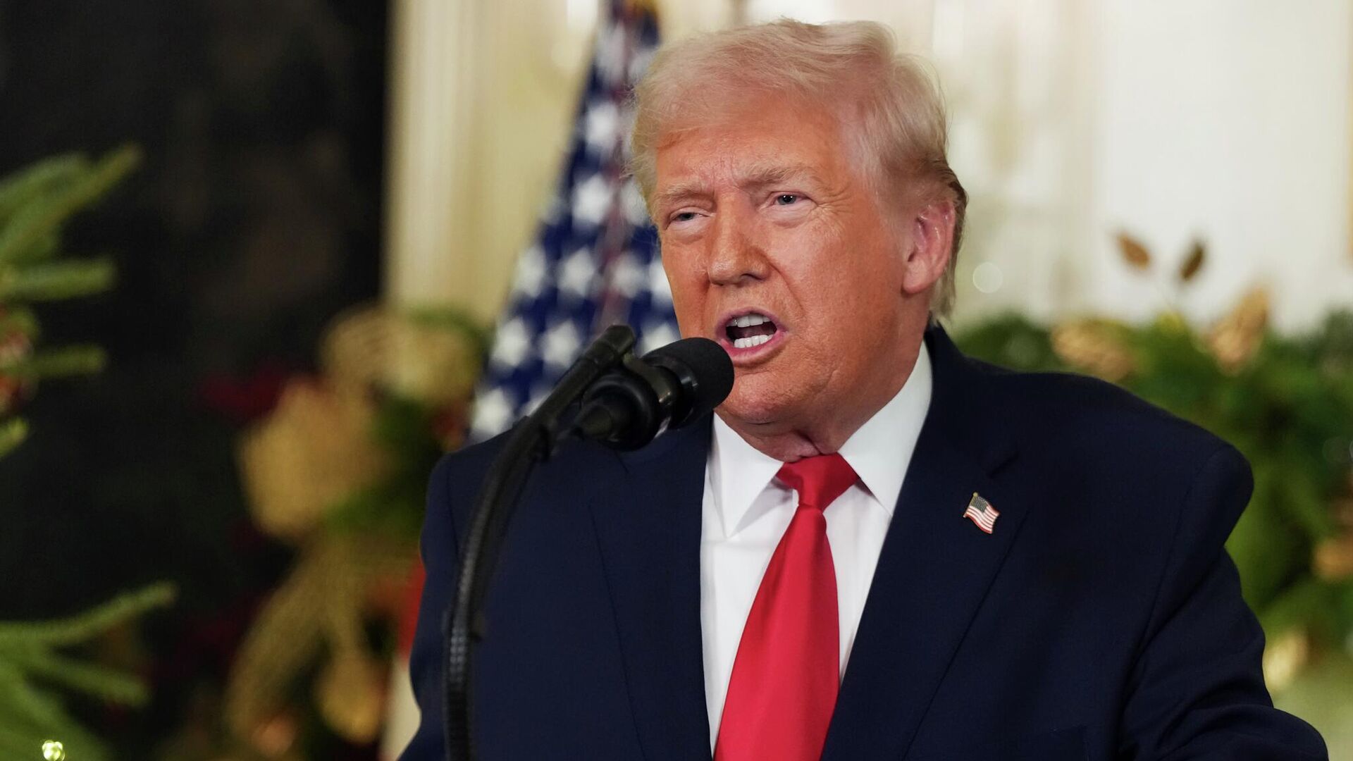 Президент США Дональд Трамп во время обращения к нации. 17 декабря 2025 Президент США Дональд Трамп во время обращения к нации. 17 декабря 2025 - РИА Новости, 1920, 18.12.2025