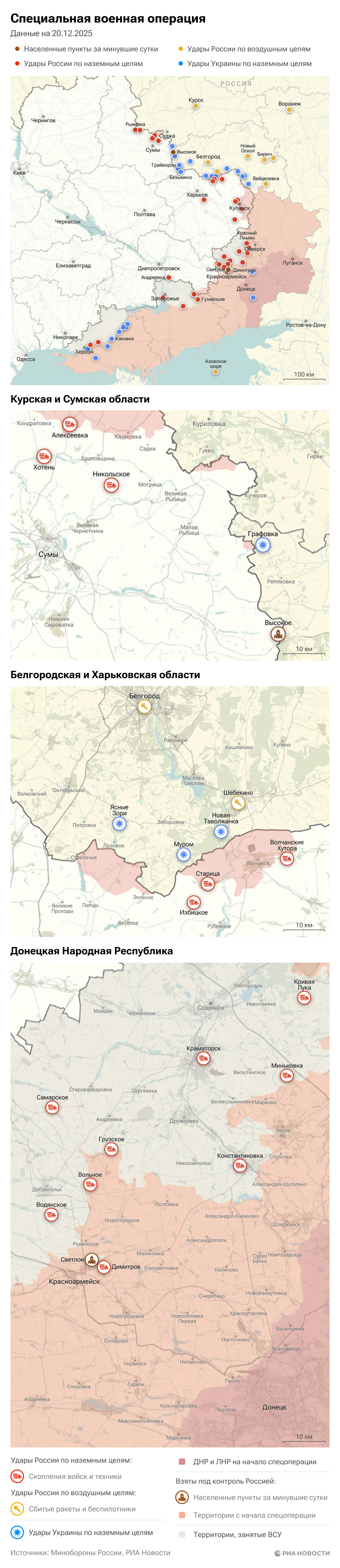 Карта спецоперации Вооруженных сил России на Украине на 20.12.2025