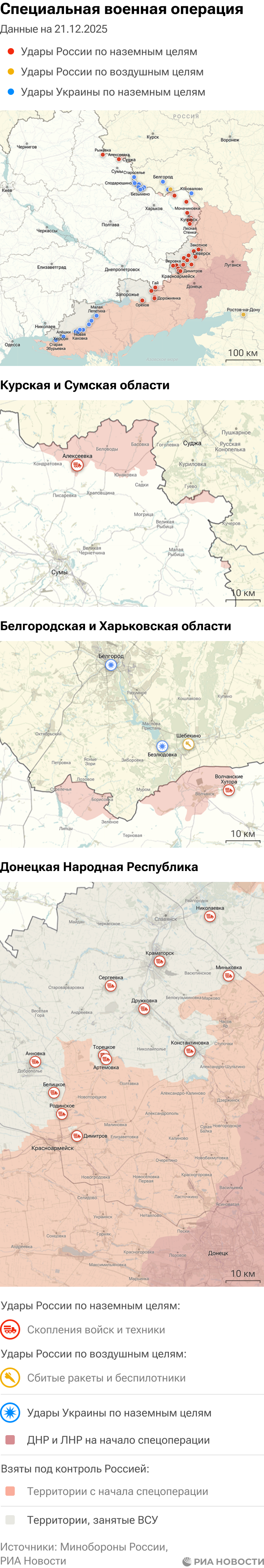 Карта спецоперации Вооруженных сил России на Украине на 21.12.2025