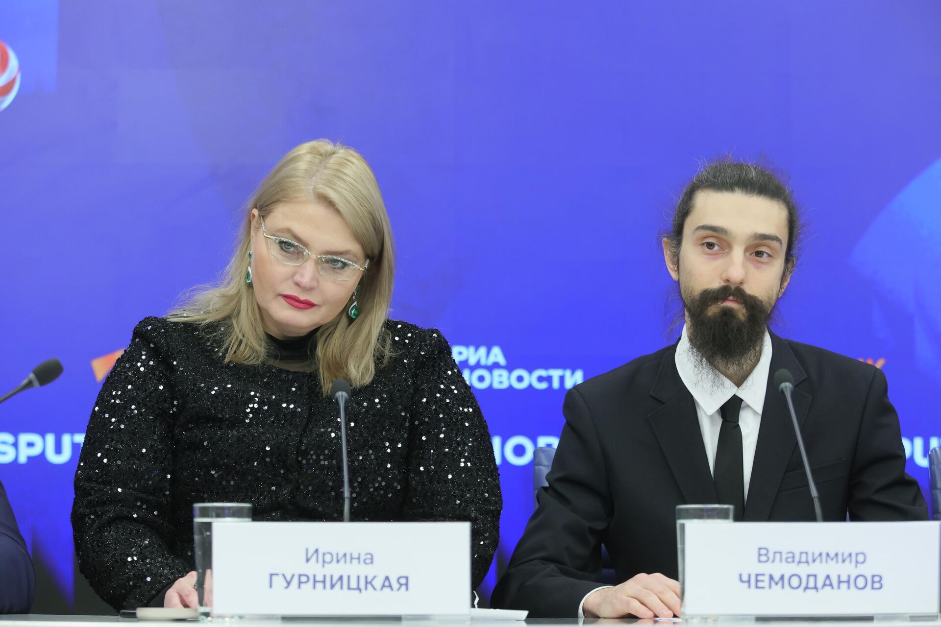 Автор идеи и продюсер Юбилейной Ёлки в Колонном Зале Дома Союзов, генеральный директор АНО Агентство по международным проектам в области культуры, образования и спорта Ирина Гурницкая и продюсер Театра будущего Лилии Тим Владимир Чемоданов - РИА Новости, 1920, 23.12.2025