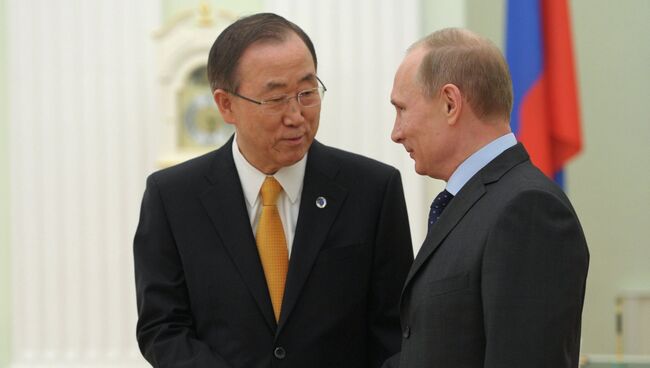 В.Путин встретился с Пан Ги Муном. Архивное фото