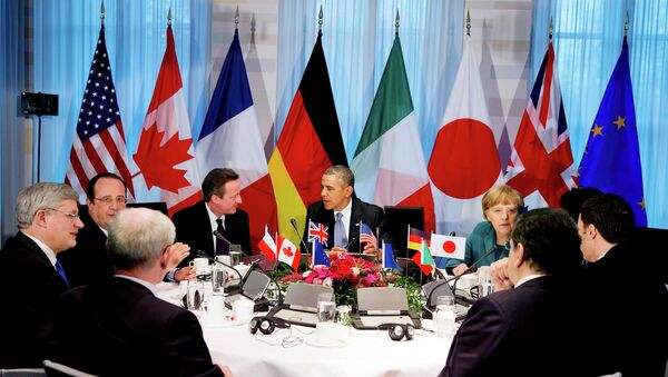 Заседание лидеров G7 в ходе саммита по ядерной безопасности в Гааге 24 марта 2014