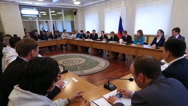 Медведев во время встречи со студентами Казанского государственного энергетического университета
