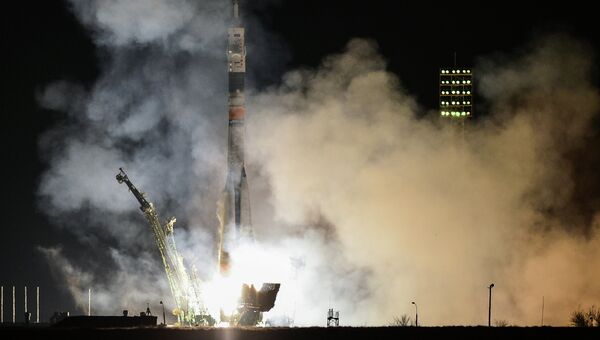Старт пилотируемого корабля Союз ТМА-12М с космодрома Байконур. 26 марта 2014