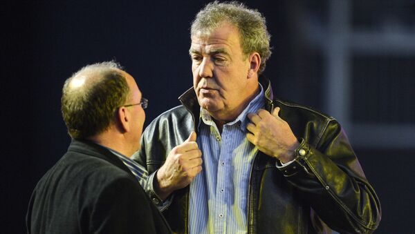 Бывший британский телеведущий программы Top Gear Джереми Кларксон (справа) во время репетиции шоу Top Gear Live в СК Олимпийский в Москве. Архивное фото