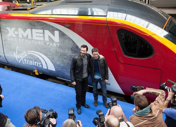 Актеры Хью Джэкмен и Джеймс МакЭвой на презентации новой части саги Люди-Икс в Лондоне, Великобритания