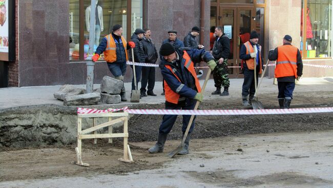 Ремонтные работы на проспекте Ленина в Томске