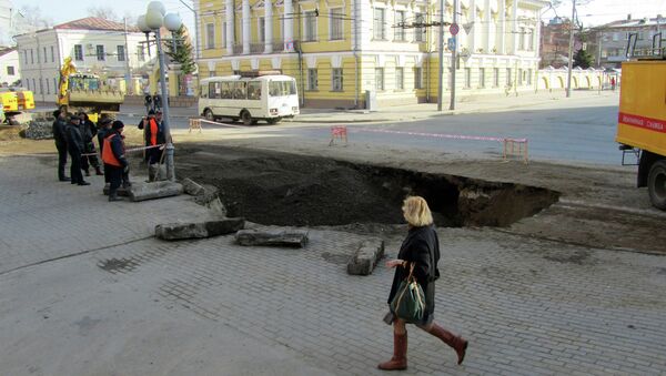 Ремонтные работы на проспекте Ленина в Томске