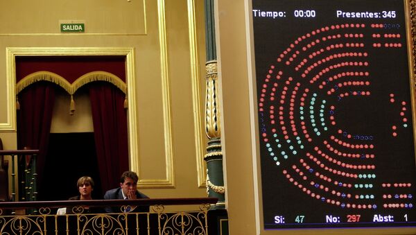 Результаты голосования по ходатайству Каталонии о проведении референдума о независимости в испанском парламенте в Мадриде. 8 апреля 2014