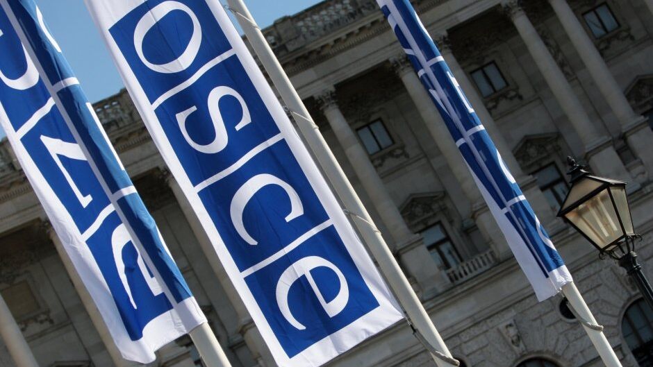 Флаги с логотипом ОБСЕ в Вене - РИА Новости, 1920, 13.01.2022