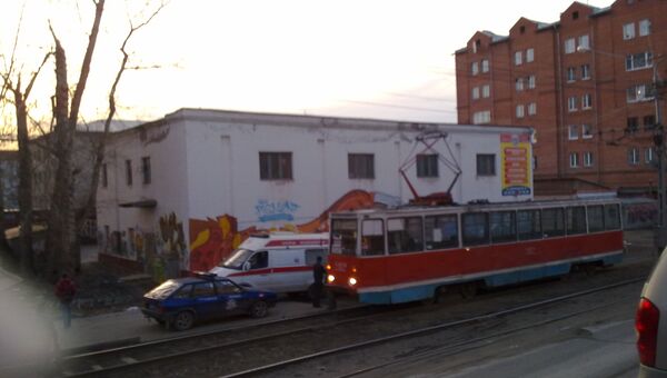 ДТП с трамваем в центре Томска, фото с места событий