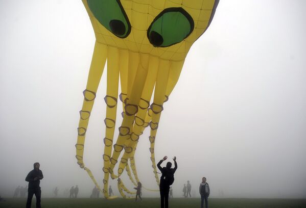 Воздушный шар в виде осьминога на фестивале шаров в Китае