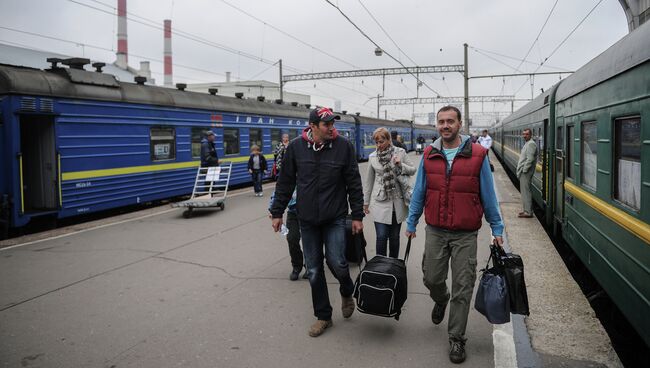 Платформа Киевского вокзала в Москве. Архивное фото