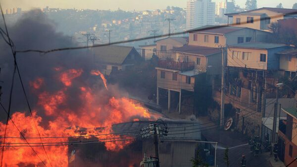 Пожар в городе Вальпараисо, Чили