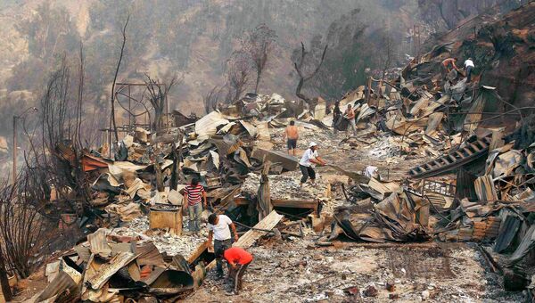 Последствия пожаров в городе Вальпараисо, Чили
