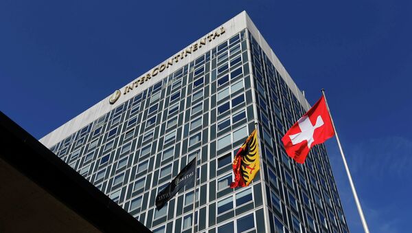 Отель Intercontinental в Женеве, где проходят переговоры по урегулированию кризиса на Украине