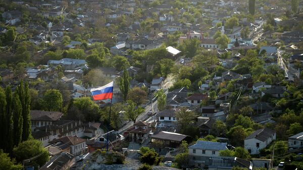 Вид на Бахчисарай со скал в Южном Крыму