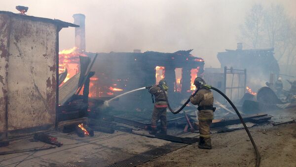 Пожар в городе Черемхове Иркутской области