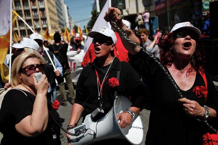 Первомайский митинг в Афинах, Греция