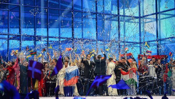 Артисты после выступлений в полуфинале 59-го международного конкурса песни Евровидение-2014 в Копенгагене