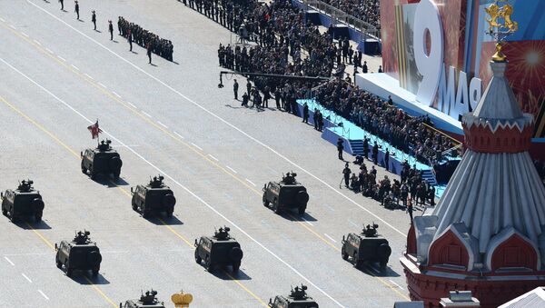 Бронетранспортеры БТР-82А на военном параде на Красной площади, посвященном 69-й годовщине Победы. Архивное фото