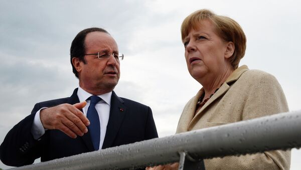 Канцлер Германии Ангела Меркель и президент Франции Франсуа Олланд. Архивное фото