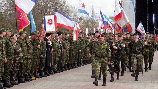 Церемония награждения бойцов сводного полка народного ополчения Крыма. Архивное фото