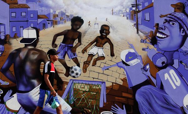 Граффити посвященное футболу на улицах Рио-де-Жанейро