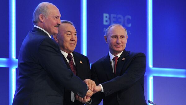 Президенты Белоруссии, Казахстана и России, архивное фото