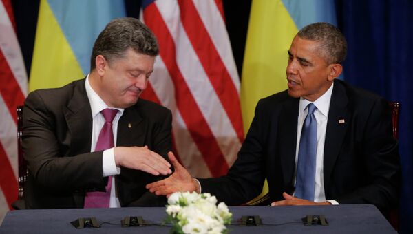 Петр Порошенко и Барак Обама во время встречи в Польше