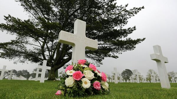 Цветы на американском кладбище, Нормандия, Франция