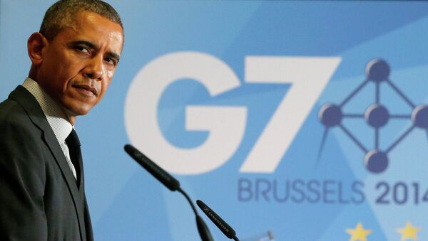 Президент США Барак Обама на саммите G7 в Брюсселе